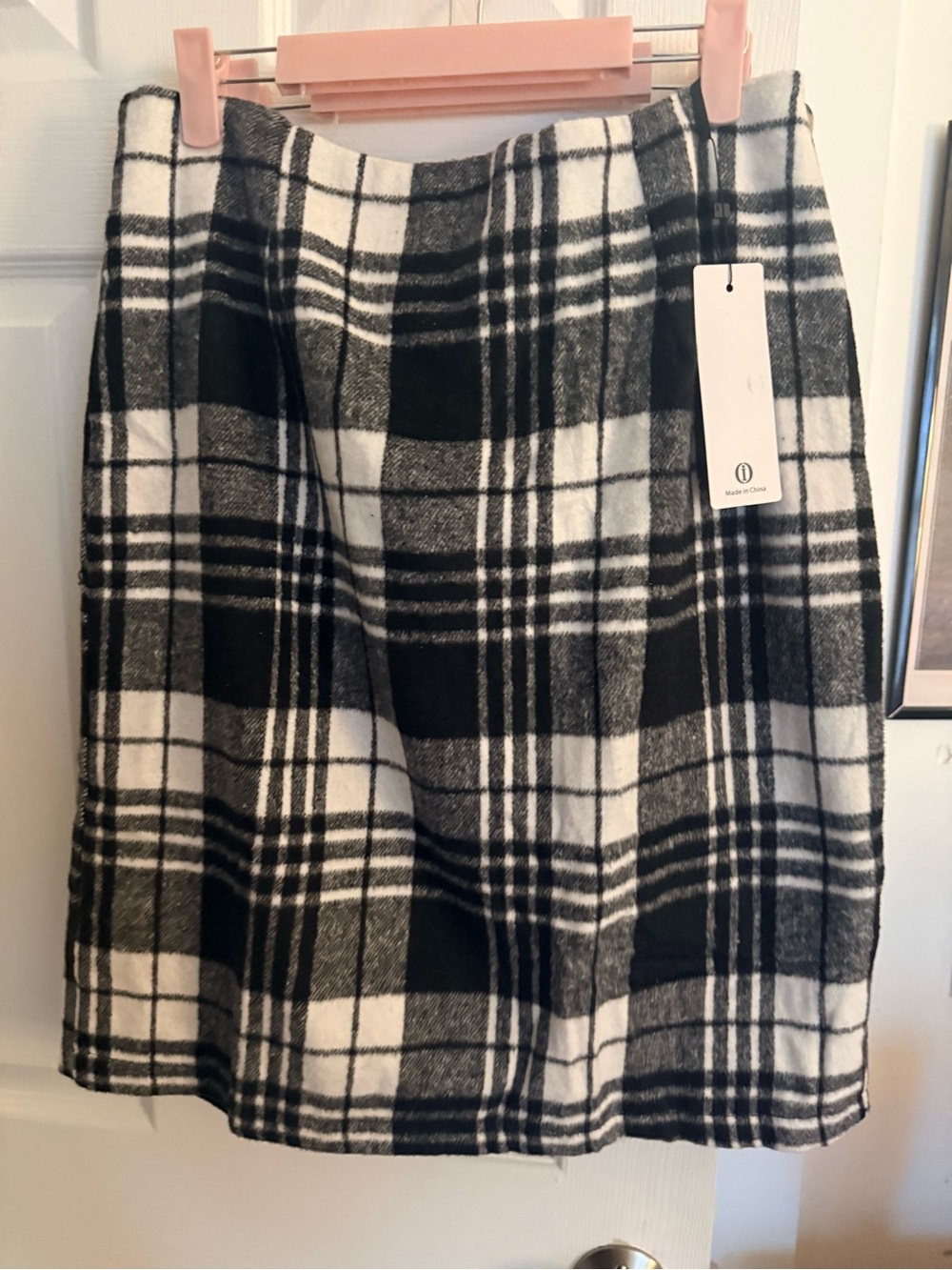 Amazon Black and White Plaid A-Line Skirt